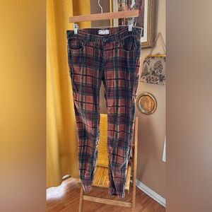 Free People Plaid Corduroy Pants Size 28 | Skinny Fit | Vintage Inspired